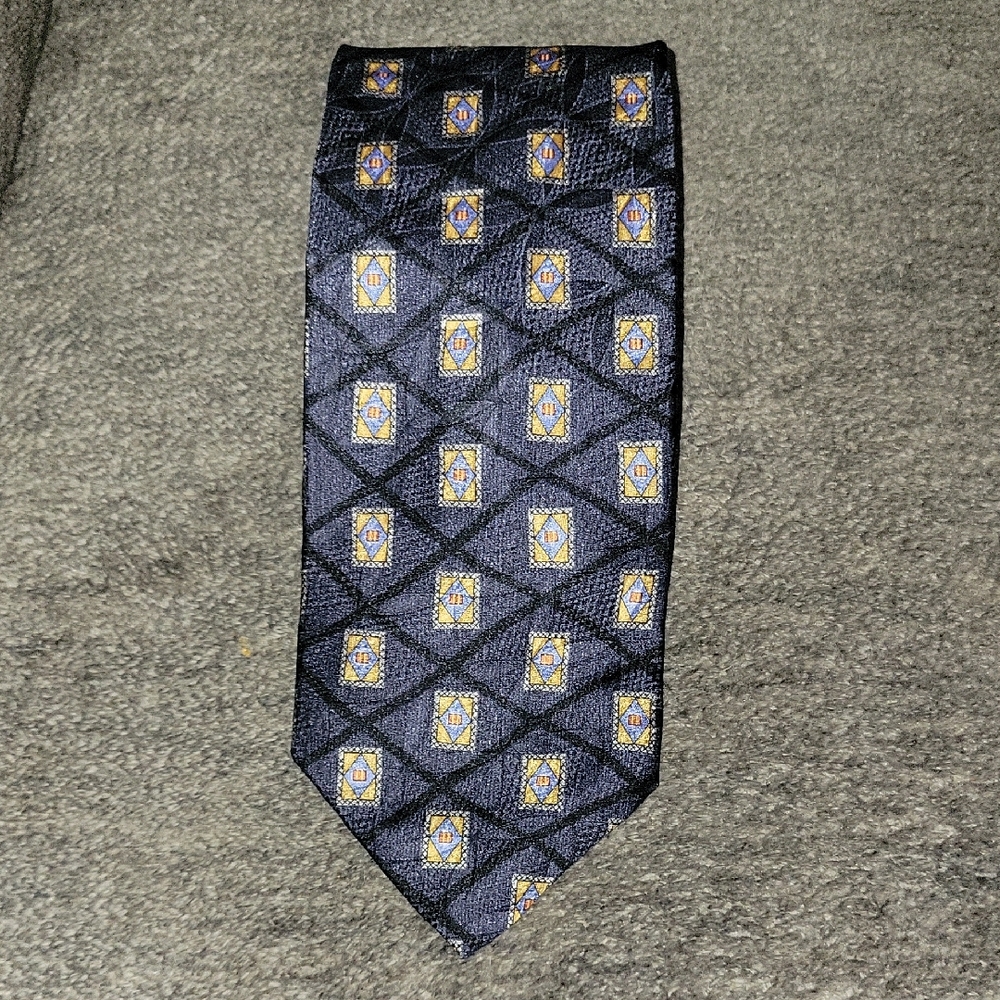 Sophisticated Blue and Gold Silk Tie